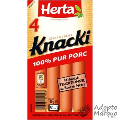 Herta Knacki Original - Saucisses de Strasbourg 100% Pur Porc Le paquet de 4 saucisses - 140G
