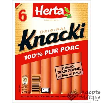 Herta Knacki Original - Saucisses de Strasbourg 100% Pur Porc Le paquet de 6 saucisses - 210G