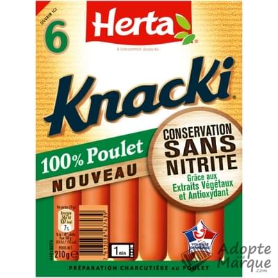 Herta Knacki - Saucisses de Strasbourg 100% Poulet Conservation sans Nitrite Le paquet de 6 saucisses - 210G