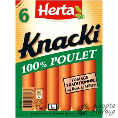 Herta Knacki - Saucisses de Strasbourg 100% Poulet Le paquet de 6 saucisses - 210G