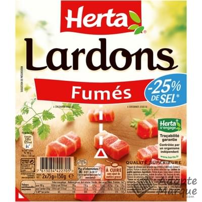 Herta Lardons Fumés -25% de sel en moins Les 2 barquettes de 100G