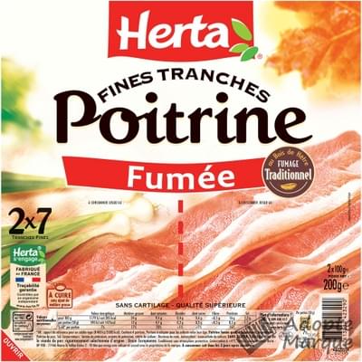 Herta Poitrine Fumée Tranches Fines Les 2 barquettes de 7 tranches - 2x100G