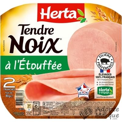 Herta Tendre Noix - Jambon cuit à l'Etouffée La barquette de 2 tranches - 80G