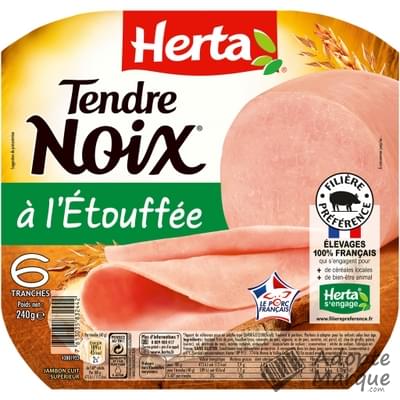 Herta Tendre Noix - Jambon cuit à l'Etouffée La barquette de 6 tranches - 240G