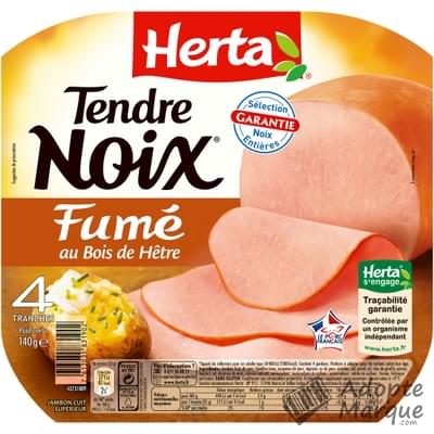 Herta Tendre Noix - Jambon fumé au Bois de Hêtre La barquette de 4 tranches - 140G