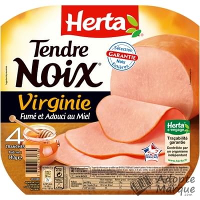 Herta Tendre Noix - Jambon Virginie fumé & adouci au Miel La barquette de 4 tranches - 140G