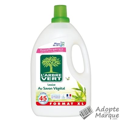 L'Arbre Vert Lessive Liquide au Savon Végétal Le bidon de 3L (45 lavages)