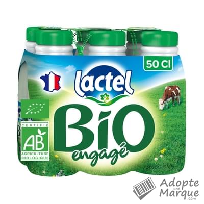 Lactel BIO & Engagé - Lait écrémé Les 6 bouteilles de 50CL