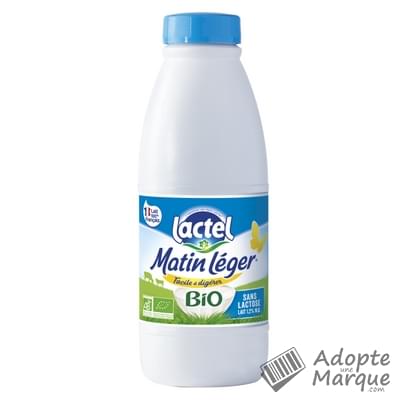 Lactel Matin Léger BIO - Lait demi-écrémé sans Lactose La bouteille de 1L
