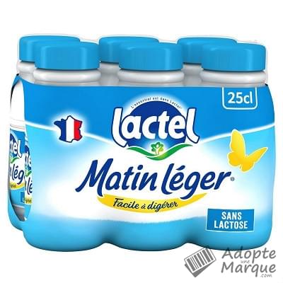 Lactel Matin Léger - Lait demi-écrémé sans Lactose Les 6 bouteilles de 25CL