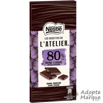 Les Recettes de l'Atelier Chocolat noir 80% Corsé La tablette de 100G