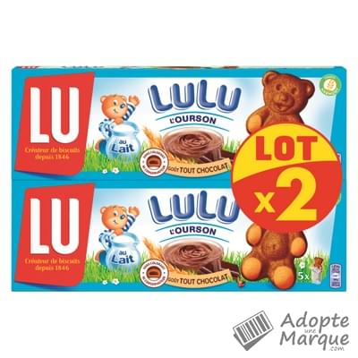 Lulu l'Ourson Gâteaux fourrés Tout Chocolat Les 2 paquets de 150G