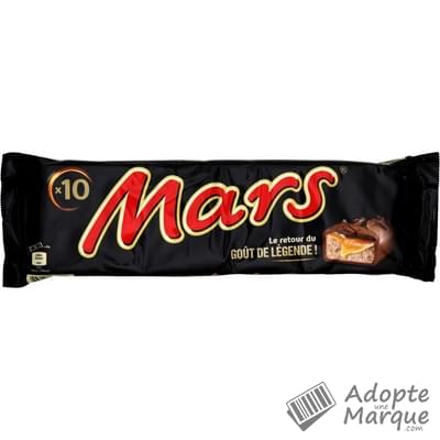 Mars Barres de Chocolat au Lait fourrées au Caramel Les 10 barres - 450G