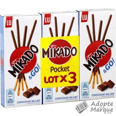 Mikado Pocket - Biscuits nappés de Chocolat au Lait Les 3 paquets de 39G