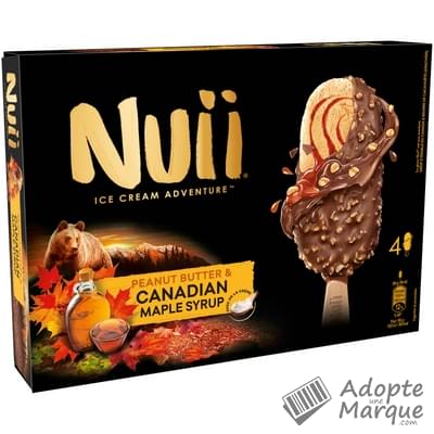 Nuii Glaces Peanut Butter & Canadian Maple Syrup La boîte de 4 bâtonnets - 272G