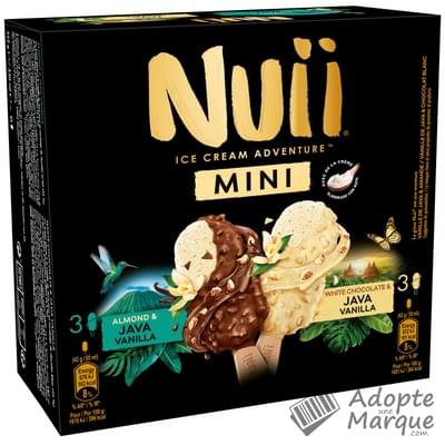 Nuii Mini Glaces Mix : Almond & Java Vanilla (x3) & White Chocolate & Java Vanilla (x3) La boîte de 6 mini bâtonnets - 252G