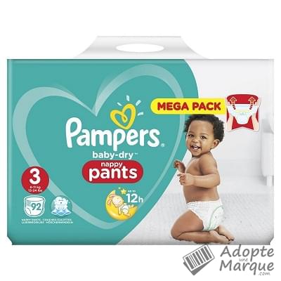 Pampers Baby Dry - Couches-Culottes Taille 3 (6 à 11 kg) Le paquet de 92 couches