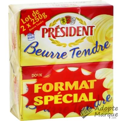 Président Beurre Tendre Doux - 82%MG Les 2 plaquettes de 250G