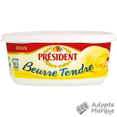 Président Beurre Tendre Doux - 82%MG Le beurrier de 250G