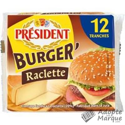 Président Burger Tranches Raclette - 17%MG Les 12 tranches - 200G
