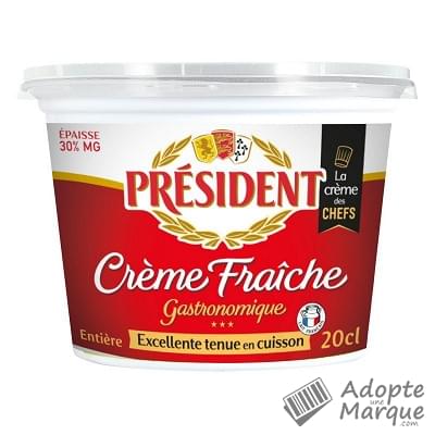 Président Crème Fraîche Entière - 30%MG Le pot de 20CL