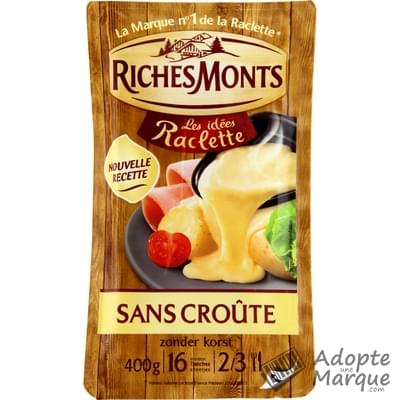 RichesMonts Raclette nature au lait de montagne - Sans Croute La barquette de 16 tranches - 400G