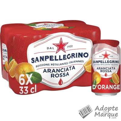 San Pellegrino Aranciata Rossa - Eau minérale naturelle gazeuse arômatisée à l'Orange Sanguine Les 6 canettes de 33CL