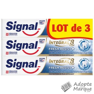 Signal Dentifrice Intégral 8 Actions Fresh Resist+ Les 3 tubes de 75ML