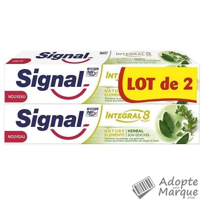 Signal Dentifrice Intégral 8 Actions Nature Eléments Herbal Soin Gencives Les 2 tubes de 75ML