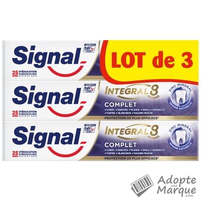 Signal Dentifrice Intégral 8 Actions Soin Complet Les 3 tubes de 75ML