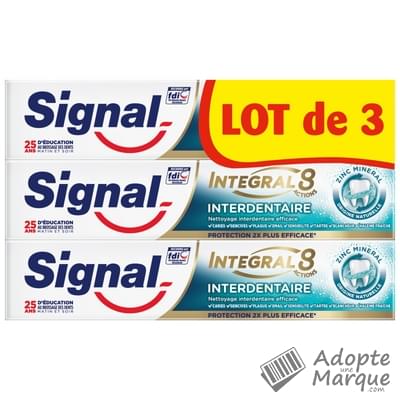 Signal Dentifrice Intégral 8 Actions Soin Complet - Interdentaire Les 3 tubes de 75ML