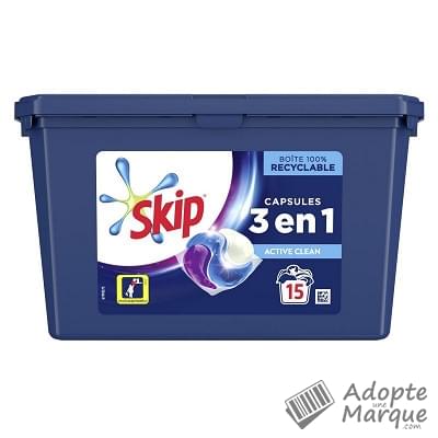 Skip Active Clean - Lessive en Capsules - 3en1  Les 15 capsules