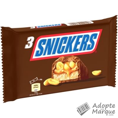 Snickers Barres Cacahuètes & Caramel avec enrobage Chocolat Les 3 barres - 150G