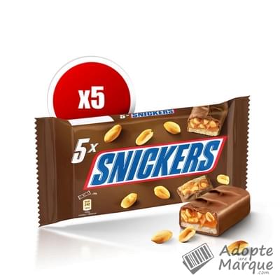 Snickers Barres Cacahuètes & Caramel avec enrobage Chocolat Les 5 barres - 250G