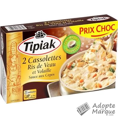 Tipiak Cassolette Ris de Veau & Volaille sauce Cèpe La boîte de 220G