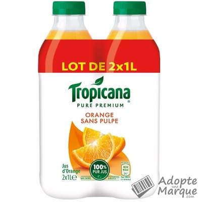 Tropicana Jus d'Orange sans pulpe Les 2 bouteilles de 1L