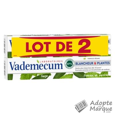 Vademecum Dentifrice Blancheur & Plantes Les 2 tubes de 75ML