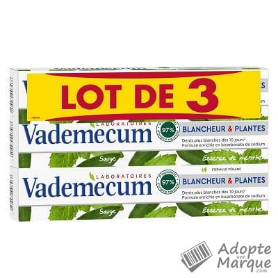 Vademecum Dentifrice Blancheur & Plantes Les 3 tubes de 75ML