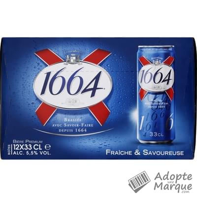 1664 Bière Blonde 5,5% vol. Les 12 canettes de 33CL