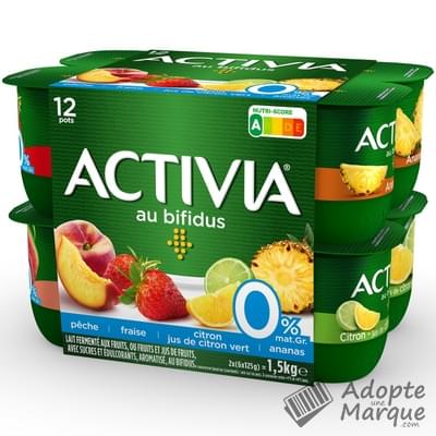 Activia Yaourts 0% de matière grasse - Fruits mixtes Les 12 pots de 125G