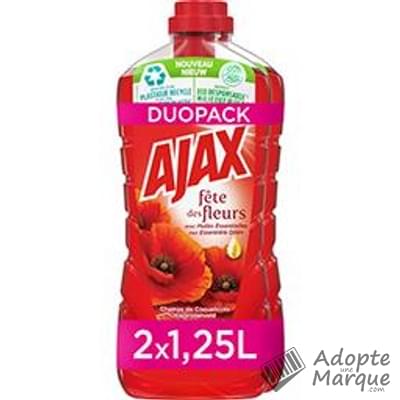 Ajax Fête des Fleurs - Nettoyant ménager - Parfum Coquelicot "Les 2 flacons de 1,25L"