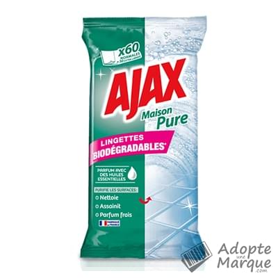 Ajax Maison Pure - Lingettes Nettoyantes Le paquet de 60 lingettes