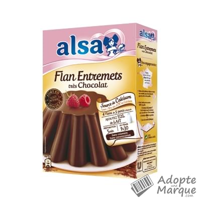 Alsa Flan Entremets Saveur Très Chocolat Les 4 sachets de 48G
