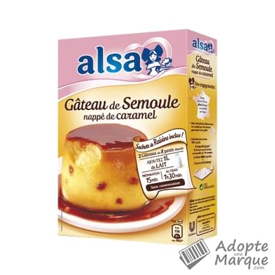 Alsa Gâteau de Semoule nappé de Caramel Les 2 sachets de 207G