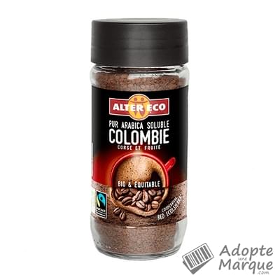 Alter Eco Café instantané soluble de Colombie Le bocal de 100G