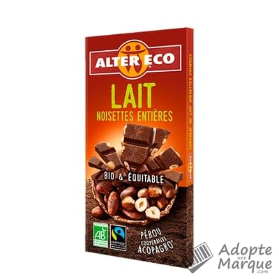 Alter Eco Chocolat au Lait Noisettes Entières La tablette de 100G
