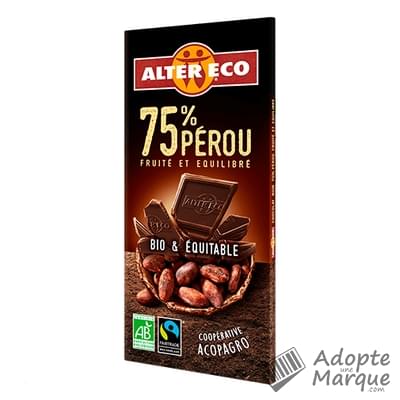 Alter Eco Chocolat Noir Pérou 75% La tablette de 100G