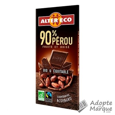 Alter Eco Chocolat Noir Pérou 90% La tablette de 100G