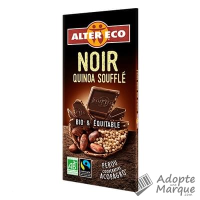 Alter Eco Chocolat Noir Quinoa Soufflé La tablette de 100G