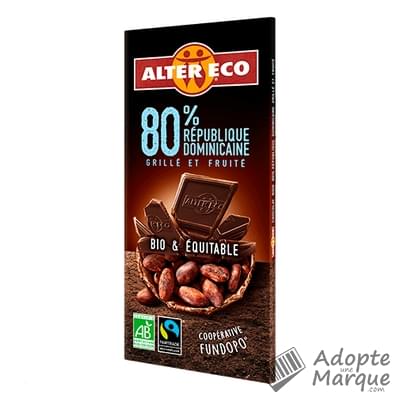 Alter Eco Chocolat Noir République Dominicaine 80% La tablette de 100G